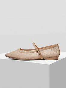 MOTF WOMEN'S MESH PLAID PRINT FASHION FLAT LOAFERS SPRING SHOES - Apricot - View 2