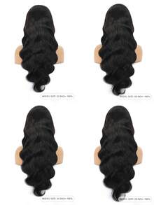 Body Wave 13x6 Glueless Hair Black Layered Bouncy Wig Human Hair Lace Frontal Wig With Drawstring Pre-Plucked Pre Cut Invisible Max Lace Closure Hair With Drawstring Natural Look Pre Styled Hairline For Women Daily Use - Natural Black - View 5
