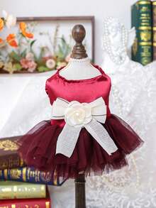 PETSIN 1件宠物立体花朵连衣裙，小型犬、猫咪通用款，公主风婚纱礼服，适合春夏穿着 - 彩色 - 查看 18