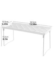 This 4-Piece Stackable Kitchen Shelf Set Features Foldable Open Shelving Made From , High-Quality PP Material And Rust-Resistant Metal. It Can Be Expanded For Use On Kitchen Countertops, Bathrooms, And Cabinets, And Is Also Suitable For National Day, Christmas, Thanksgiving, Home Decor, And Fall Decor. - White - View 5