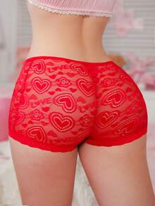PetitDoll 女士蕾丝蝴蝶结安全短裤/紧身裤 - 紅色 - 查看 2