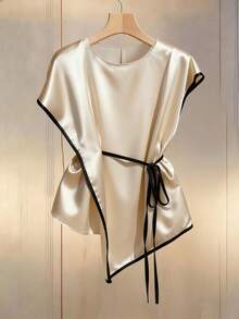 Franclia New Casual Asymmetrical Brimmed Shirt For Women - Multicolor - View 1