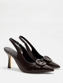 CUCCOO CURVES Plus Size Wide Fit Fashion Pointed Toe High Heel Pumps Spring Shoes Spring Break Easter - Coffee Brown - View 7