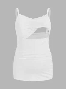 Modmama Tropical Vacation Strap Nursing Camisole, Maternity Tight Fit Camisole - Coffee Brown - View 7