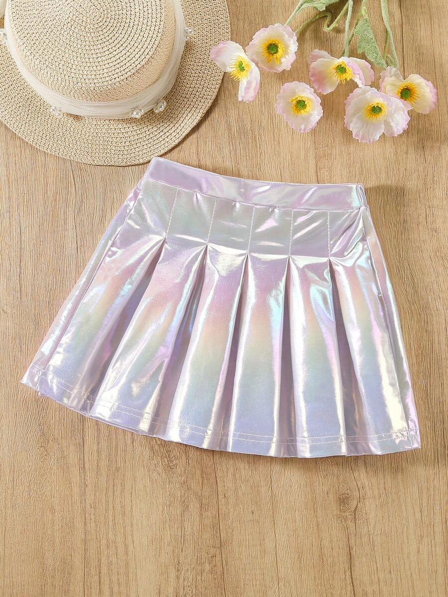 Elladie kids Young Girls' Pleated A-Line Mini Skirt, Fashionable School Style For Summer - White - View 1