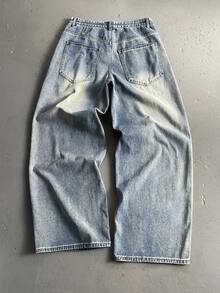 StoneGrade Pantalones vaqueros de corte ancho y ajuste holgado de azul oscuro vintage lavado para hombre, StreetEZ - Azul lavado oscuro - Ver 2