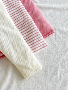 SHEIN Vintaside Kids Baby Girl's 3pcs Lovely Flower & Leopard Print Ruffle Design Leggings Set, Casual And Versatile - Pink - View 5