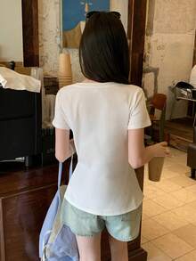 K-Vae Off-Shoulder Tie Bow Draped Fitted Blouse - White - View 2