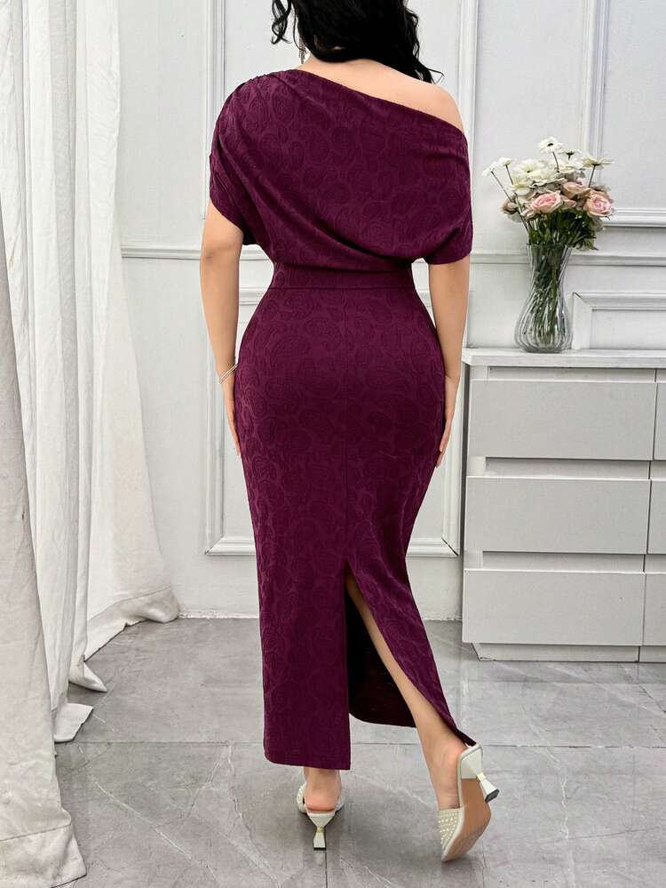 Women's Elegant Floral Print Asymmetric Neck Ruched Midi Dress, Summer Wedding Guest Dress Sundress