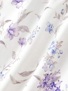 SHEIN MOD 大码女士紫色花卉印花蕾丝边吊带迷你连衣裙，后背交叉系带 - 适合花园派对、约会、聚会、女士春夏服装、春假、度假、野餐、节日、生日等场合 - 彩色 - 查看 6