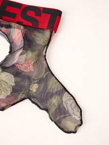 Men's Fashionable Letter Print Thong - Multicolor - View 5