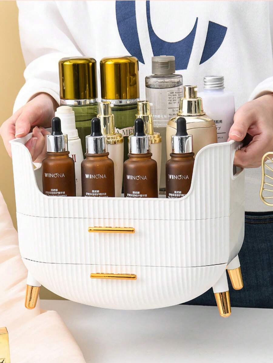 大容量化妆品收纳盒，防尘护肤品整理盒，梳妆台口红香水化妆品收纳架 - 彩色 - 查看 1