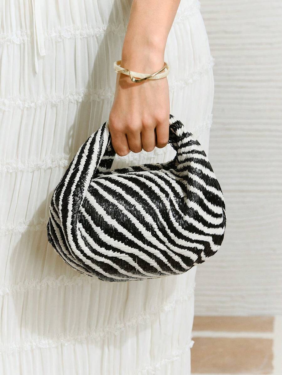 SHECARRY Ladies, Women Top Handle Bags,Animal Print,Fashionable, Elegant , Simple, Personalized, Versatile, Classic, For Commute, Office,Date, Daily,Shopping, Afternoon Tea, Autumn And Winter - Black and white grass - View 1