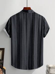 Manfinity Homme Men's Striped Print Button Front Casual Short Sleeve Shirt - Multicolor - View 2