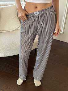 Dream Adore 女士休闲格子印花松紧腰宽松直筒睡裤 - 彩色 - 查看 1