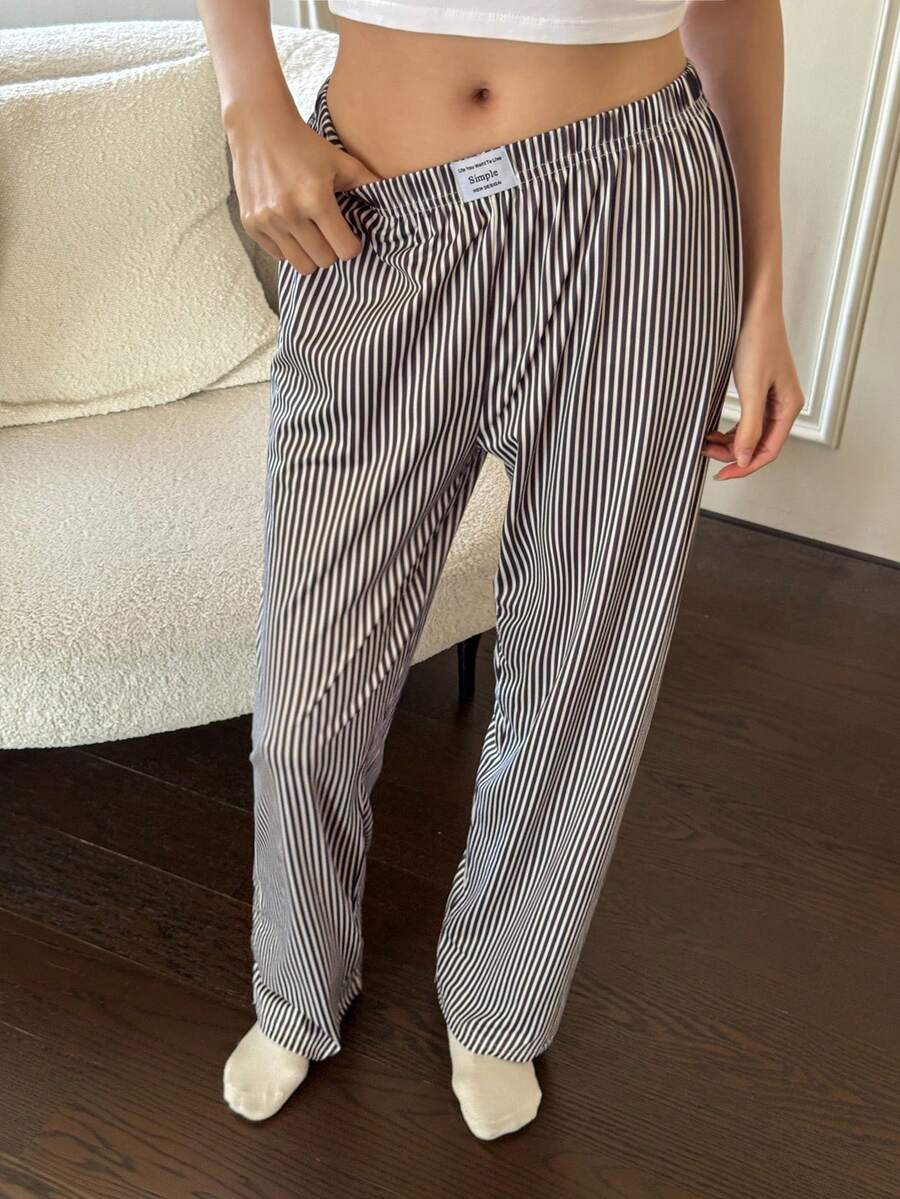 Dream Adore 女士休闲格子印花松紧腰宽松直筒睡裤 - 彩色 - 查看 1