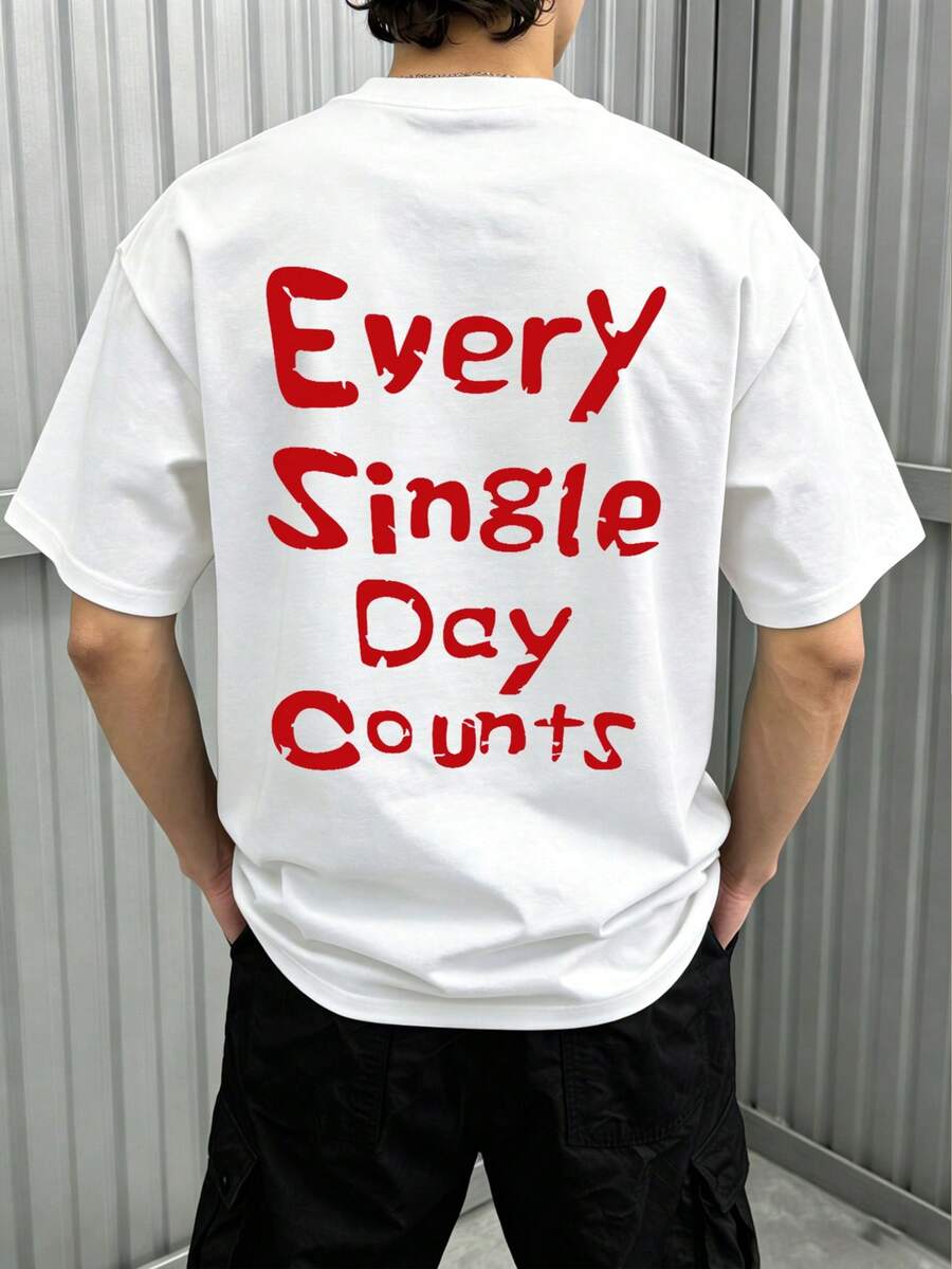 Manfinity Hypemode 男士印花T恤，日常百搭 - 白色 - 查看 1