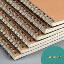 1PC / 3pcs Simple Kraft Paper And Black Cardboard Spiral Notebook, Office Softcover Notebook, Student Notebook - Rectangle - View 5