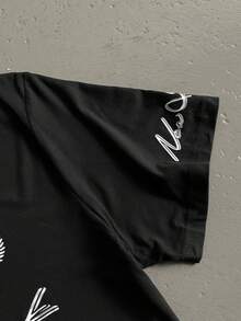 StoneGrade 男士休闲简约印花圆领短袖T恤 - 黑色 - 查看 5