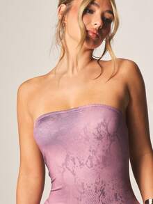 MISSGUIDED Strapless Mauve Snake Print Bodycon Maxi Dress With Ruching Detail For Evening Party Occasions - Multicolor - View 5