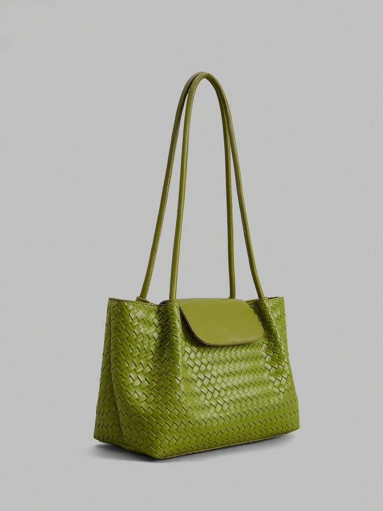 Fashion Women's Handbag, Embossed Woven PU Shoulder Bag