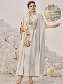 Al Najma Robe de style arabe à patchwork de ruban conservateur pour ...