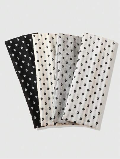 ROMWE Anime 4条装新款纯色运动女士头带，适合日常跑步、健身瑜伽，吸汗防滑，发饰