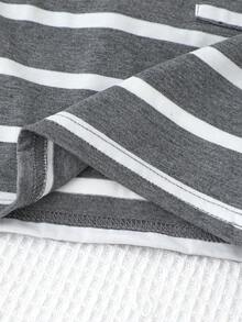 SHEIN Playful Pals 3件套男婴/男女通用婴儿幼儿新生儿0-3岁条纹圆领露肩背心带口袋和短裤，易于穿脱，百搭夏季套装，男婴套装，度假休闲套装 - 彩色 - 查看 6