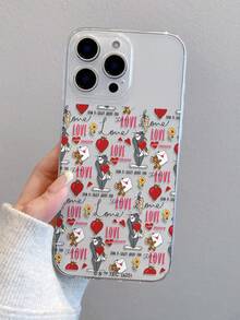 TOM & JERRY X SHEIN Ốp lưng điện thoại TOM & JERRY trong suốt, tối giản, mềm mại, họa tiết hoạt hình, tương thích với iPhone 17/13/14/15/16 Pro, được vẽ tay thủ công, thiết kế chống rơi vỡ, quà tặng ngày lễ cho bạn gái. - Nhiều màu - Xem 2