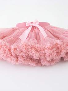 Young Girls Ballet Tutu Skirt, Soft And Fluffy Pink Sports Set, Suitable For Pairing With Various Snug Fit Tops, Cute And Elegant Mesh Fabric With Bow Accent, Suitable For Stage Performance, Recital And Everyday Wear - Blue - View 5
