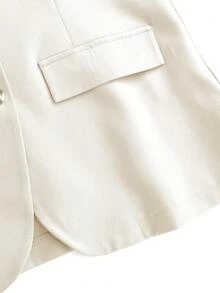 Franclia 休闲卡其色西装外套搭配吊带收腰直筒连衣裙，女士两件套套装，适合春秋季节穿着，商务休闲装扮 - 杏色 - 查看 5