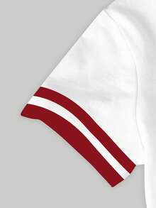 Teen Girl Casual Cherry Pattern Contrast Color Trim Short Sleeve Round Neck T-Shirt, Suitable For Summer - Multicolor - View 4