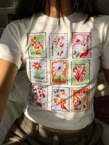 INAWLY Camiseta de mujer de cuello redondo y manga corta con un estampado divertido. Con su clásico cuello redondo y mangas cortas, es versátil y práctica, adecuada para el uso diario, los desplazamientos y las vacaciones. También es un gran regalo para familiares y amigos. - Multicolor - Ver 1