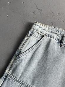 StoneGrade Bermudas de mezclilla holgadas con dobladillo crudo y desgastado para hombres - Lavado ligero - Ver 5
