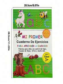 SHEIN Libro de trazado de 32 páginas para niños Lachilly, cuaderno de ejercicios de alfabeto español, libro de práctica de escritura ABC, libro de actividades interactivo de aprendizaje temprano para preescolar - Multicolor - Ver 12