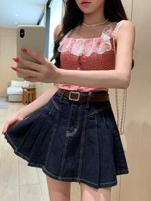 DAZY Casual Loose Design Washed Denim A-Line Skirt For Women, Spring/Summer - Blue - View 5