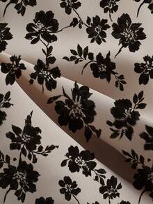 Franclia Elegant Fashion Printed Blouse And Pleated Midi Skirt 2 Pieces Set, Suitable For Layering Or Standalone, Autumn/Winter - Burgundy - View 4