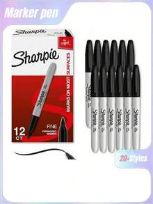 1/2/3/6/12 Bút dạ Sharpie đầu nhọn màu đen, gói 12 chiếc - Bút dạ nhanh khô, chống phai màu, dùng cho gỗ, nhựa, kim loại, giấy - Vẽ cho họa sĩ, viết văn phòng, đồ dùng học tập, tô màu áp phích, quà tặng tinh tế cho học sinh, quà tặng hoàn hảo, trở lại trường học - Bộ - Xem 1