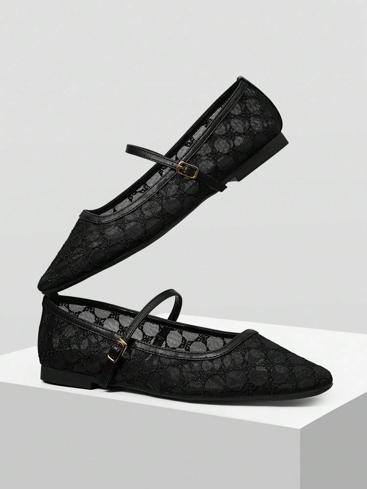 WOMEN'S MESH SQUARE TOE FLAT SHOES