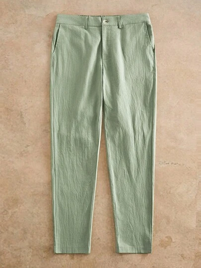 HIMLAND Pantalones casuales de vestir de unicolor para hombres