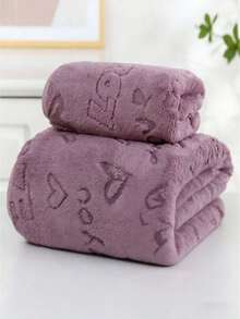 4 set di asciugamani a forma di cuore in pile di corallo, asciugamani da bagno (colore caffè + viola) con tessuto morbido e delicato sulla pelle - Caffè Marrone - Visualizzare 7