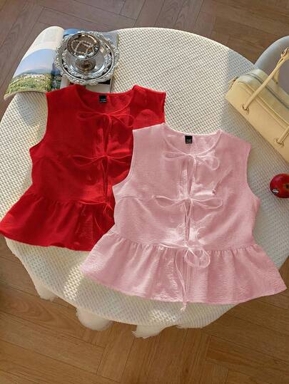 Comfortcana 2 blusas de verano para mujer, roja + rosa