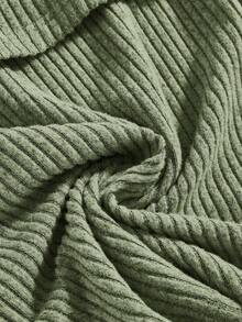 SHEIN Maternity & Nursing Casual Ribbed Crew Neck Short Sleeve Top, Summer - Green - View 11