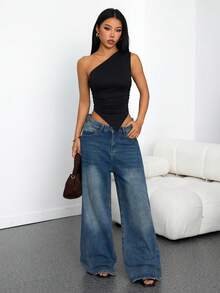 SHEIN PETITE 女士度假休闲三件套不对称下摆不对称肩部上衣，夏季两件套，适合返校、下午茶、休闲、海滩婚礼宾客、毕业早午餐、圣帕特里克节、春假、复活节、音乐节等场合，优雅波西米亚热带风情，棕色、黑色、杏色 - 彩色 - 查看 8