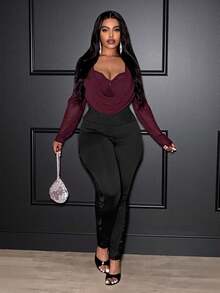 Slaydiva 2026 Frühling/Sommer Neuer Musikfestival, Ostern, Westlicher, Nomadischer Stil, Geburtstagsfest, Abschlussfeier Saison, College Stil, Studentenbekleidung, Alltägliche Lässig, Allround Vielseitig, Lässig, Urlaub, Kreuzfahrt Reise, Strand, Sonnenbaden, Viral, Streetwear, Brunch, Flughafen, Party & Feiertag Damen Große Größen Schwarze Hohe Taille Kreuz Farbblock Spitze Yoga Leggings Mit Taschen - UPF50+ Geeignet Für Frühling, Sommer, Herbst, Winter - Schwarz - Übersicht 6