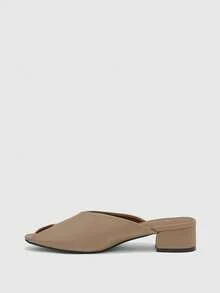 CUCCOO BIZCHIC Apricot Closed Toe Chunky Heel Mules, Simple & Versatile Work Commute Shoes Summer Shoes - Apricot - View 10