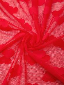 Men's Heart Print Mesh Round Neck Short Sleeve Base Layer Top - Multicolor - View 5