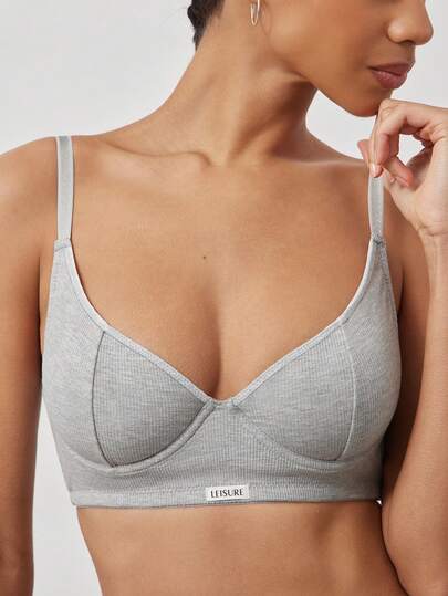 Ocili 1pc Gray Leisure Underwire Lightly Padded Lift & Enhance Bra For Women