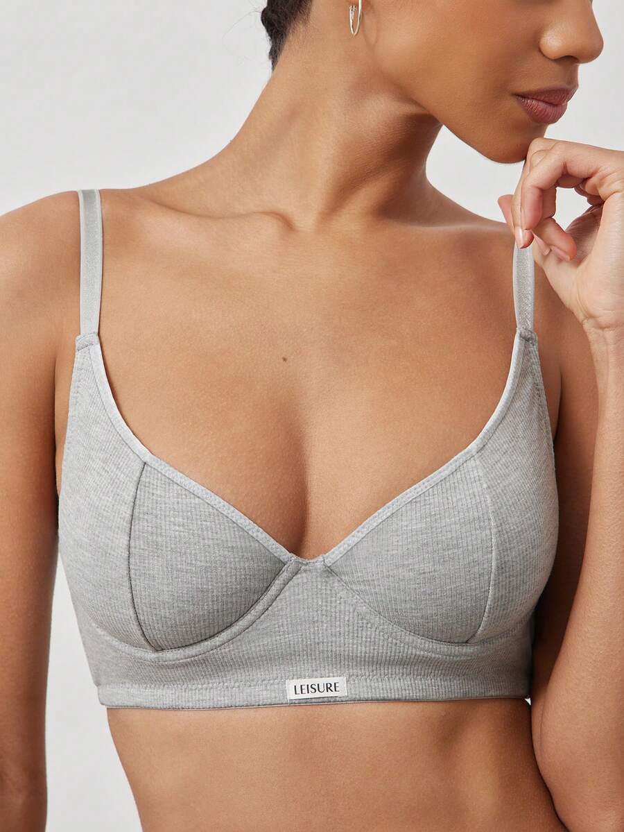 Ocili 1pc Gray Leisure Underwire Lightly Padded Lift & Enhance Bra For Women - Grey - View 1