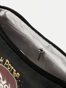 HARRY POTTER X SHEIN 女士粉色花朵、泡泡、毛茛图案单肩包 - 黑色 - 查看 5